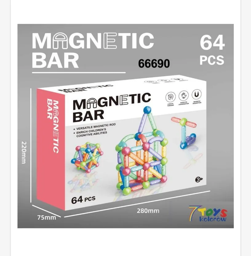Magnetyczny Bar 64PCS - pręty 75x220mm