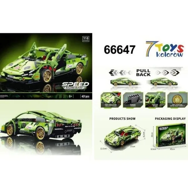 Klocki Samochód Speed zielony 6647 Pull Back