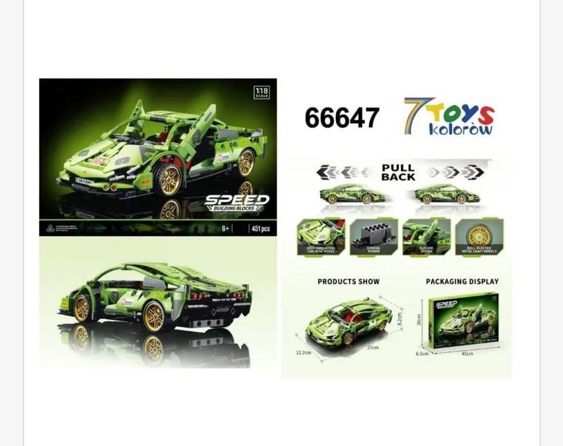 Klocki Samochód Speed zielony 6647 Pull Back