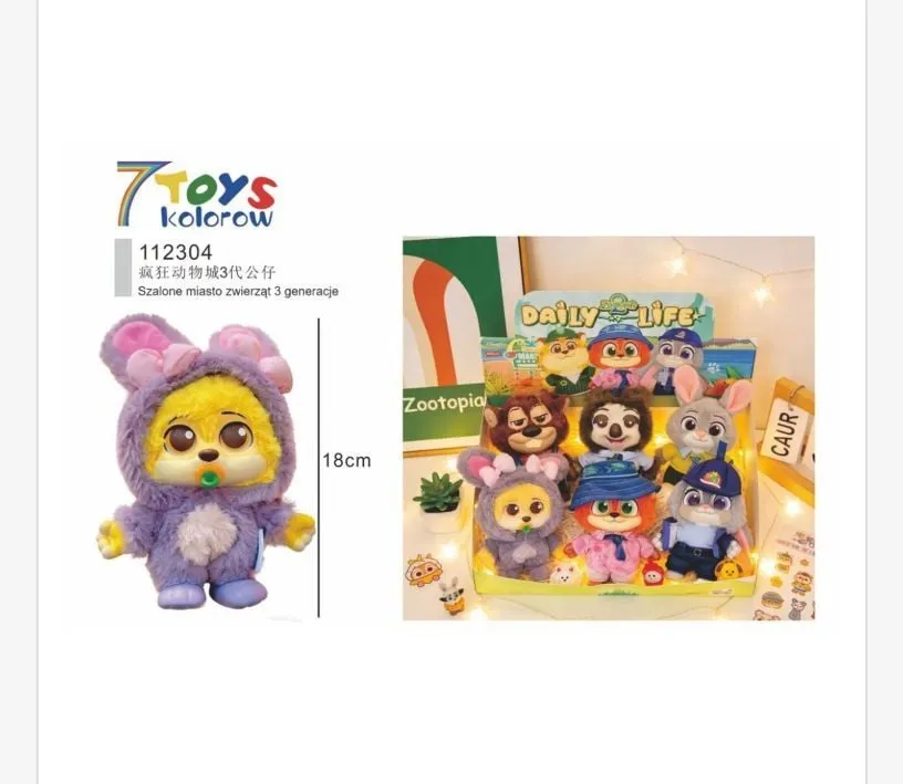 Maskotka Zootopia 18cm Kolorow z uszami królika
