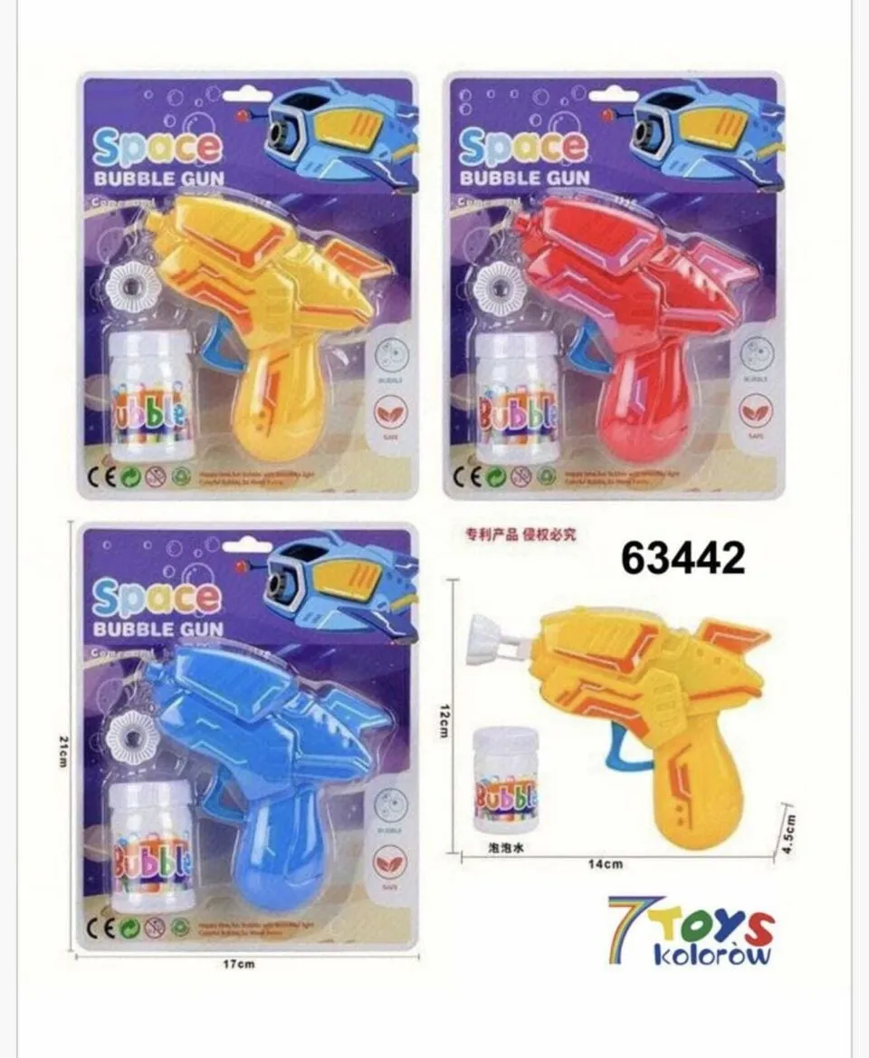 Pistolety Bańki Mydlane Space 14cm Mix Kolorów 12szt