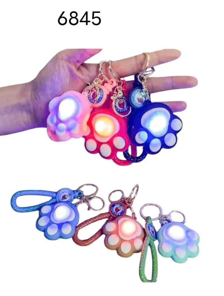 Brelok do Kluczy LED Łapa Zwierzęca Mix Kolorów 24szt