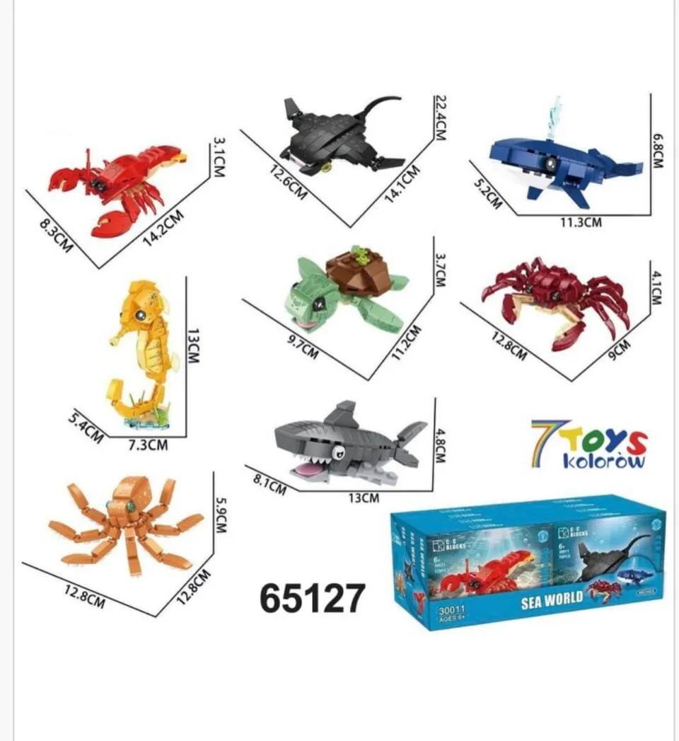 Klocki Sea World - Zestaw 8 zwierząt morskich 65127