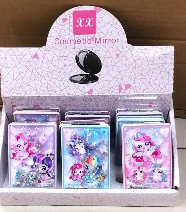 Lusterka Kosmetyczne dla Dzieci Koniki Pony z Brokatem, 12 szt.