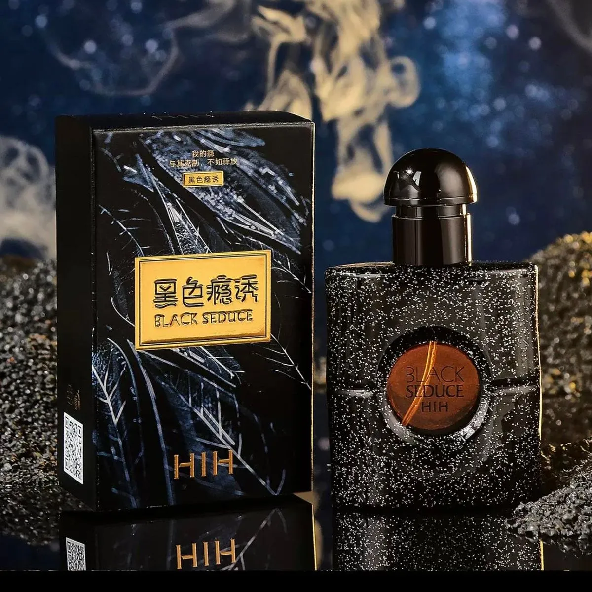 Perfumy Black Seduce HIH Him - Czarny Flakon z Brokatem 12 szt.