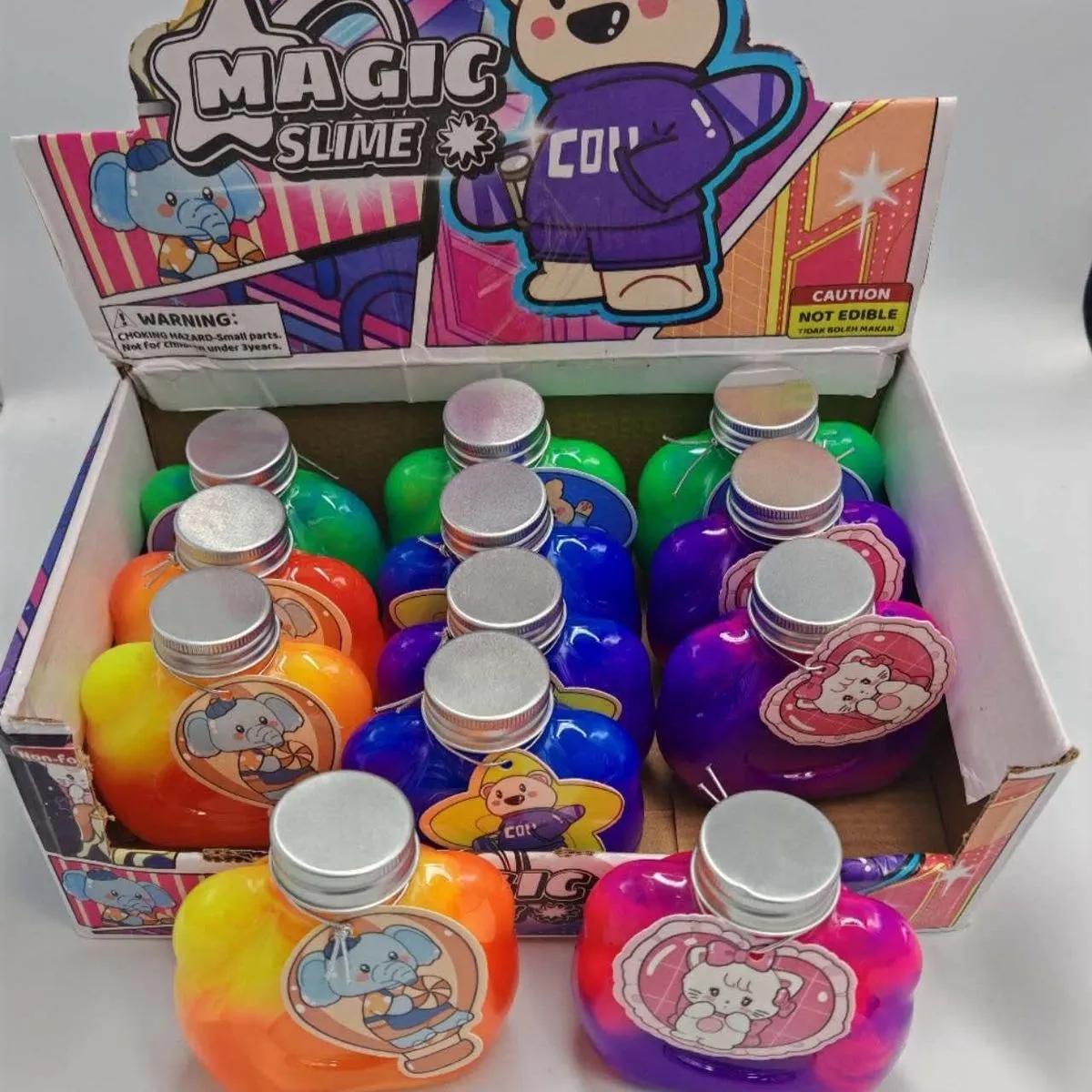 Zabawki Magic Slime - kolorowa masa w butelkach, zestaw 12 szt.