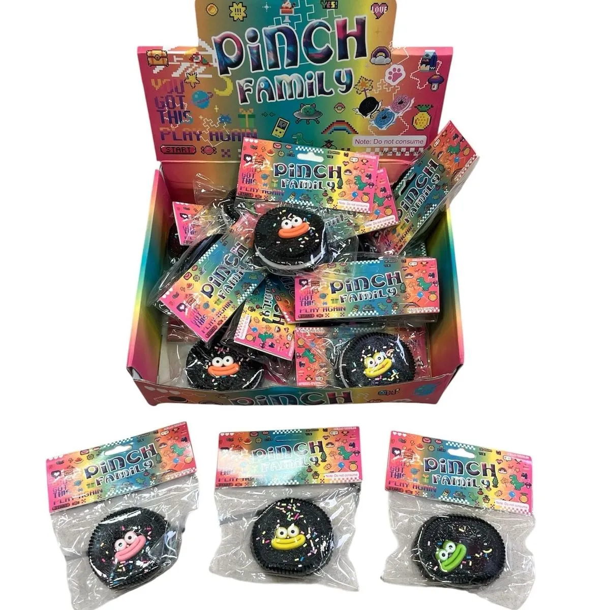 Zabawki Squeeze Pinch Family Gniotek Ciastko z Buzią 16 szt.