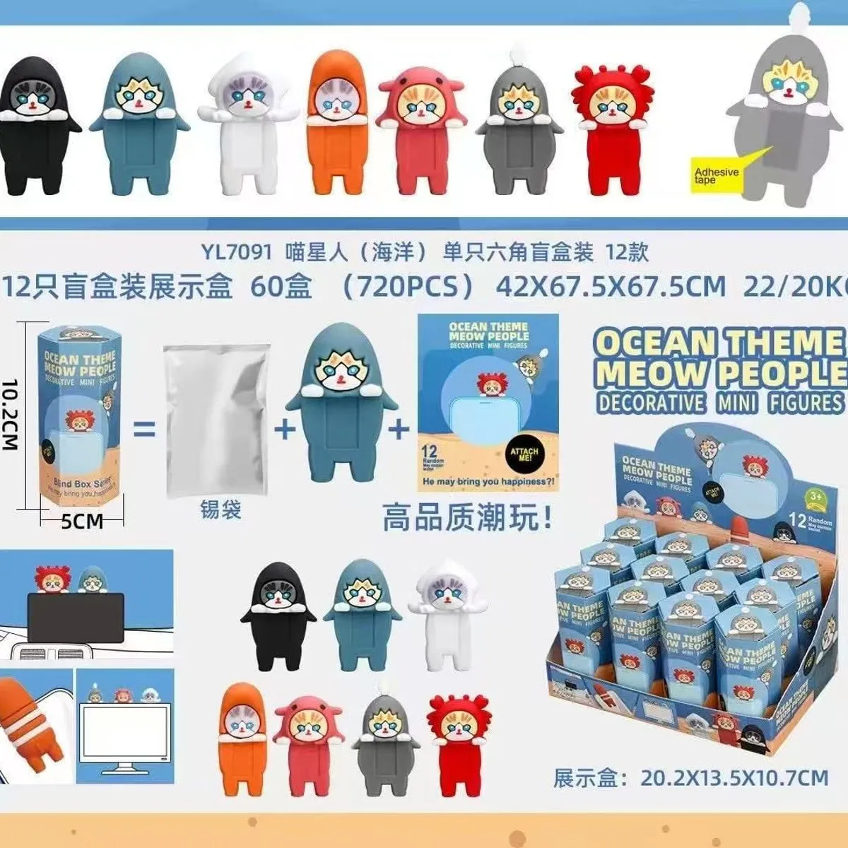 Sonny Angel Figurki Meow People Ocean Theme Blind Box 12szt