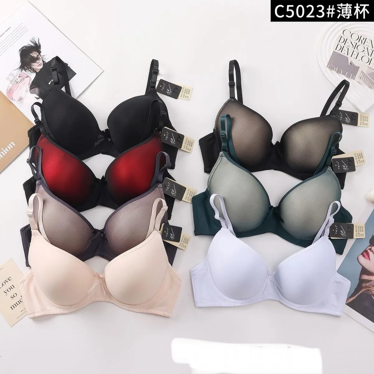 Biustonosz damski push-up C5023 zestaw kolorów