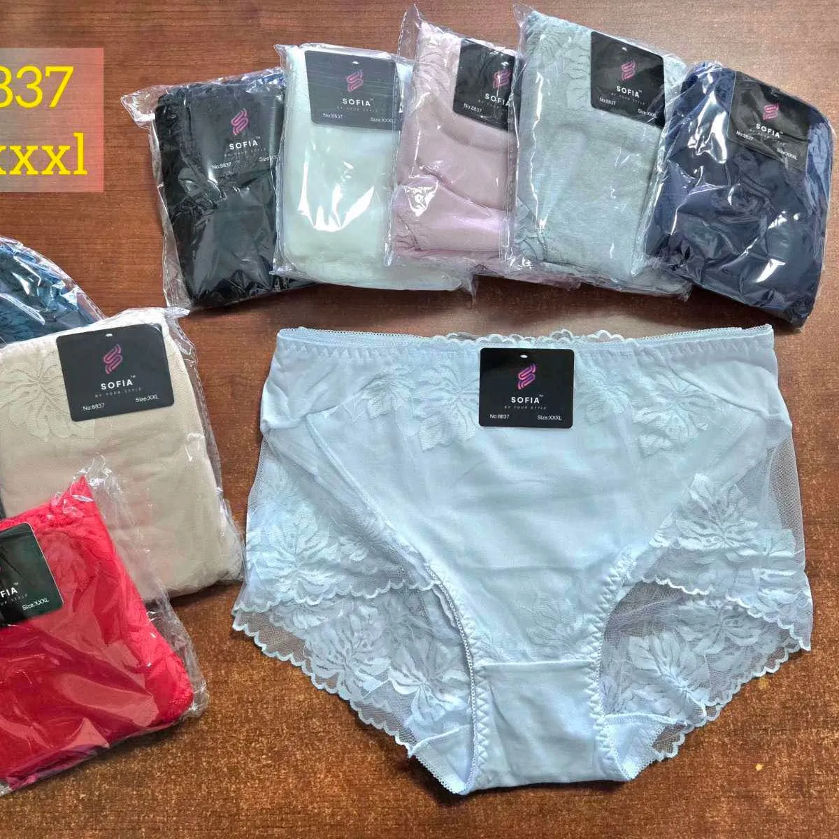 Majtki damskie XL-XXL z koronką, mix kolorów #8837