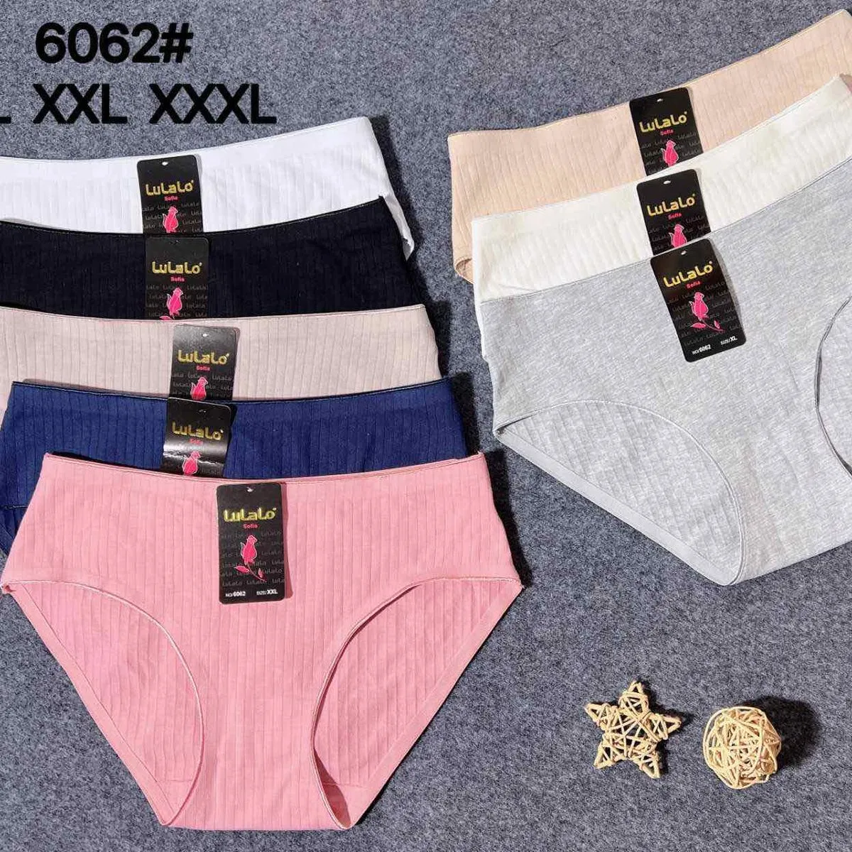 Majtki damskie XL-XXL-XXXL prążkowane 6062# 24 szt/opak.