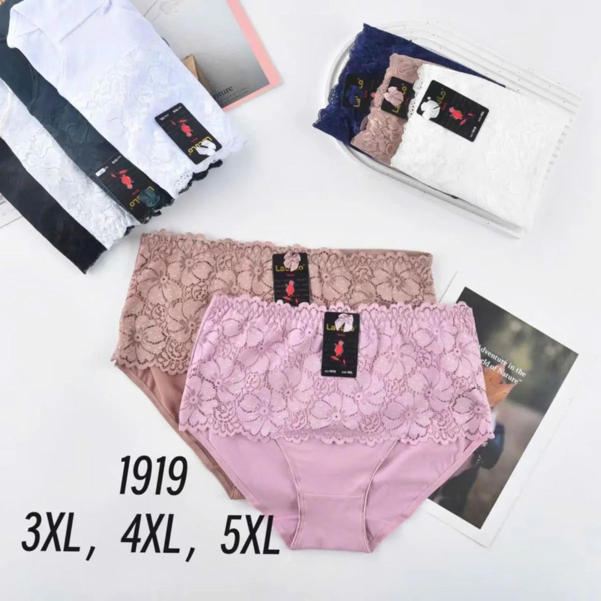 Majtki damskie 3XL, 4XL, 5XL koronkowe wielopak