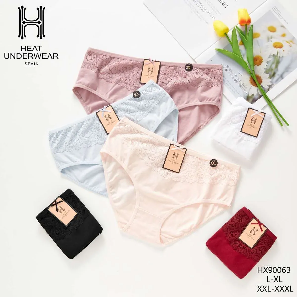 Majtki damskie H&T Underwear L-XXL, koronka, 6 kolorów