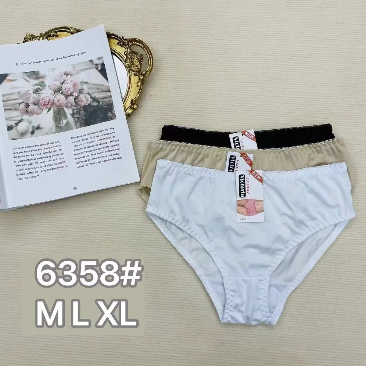 Majtki damskie bawełniane M L XL 3 szt. 6358#