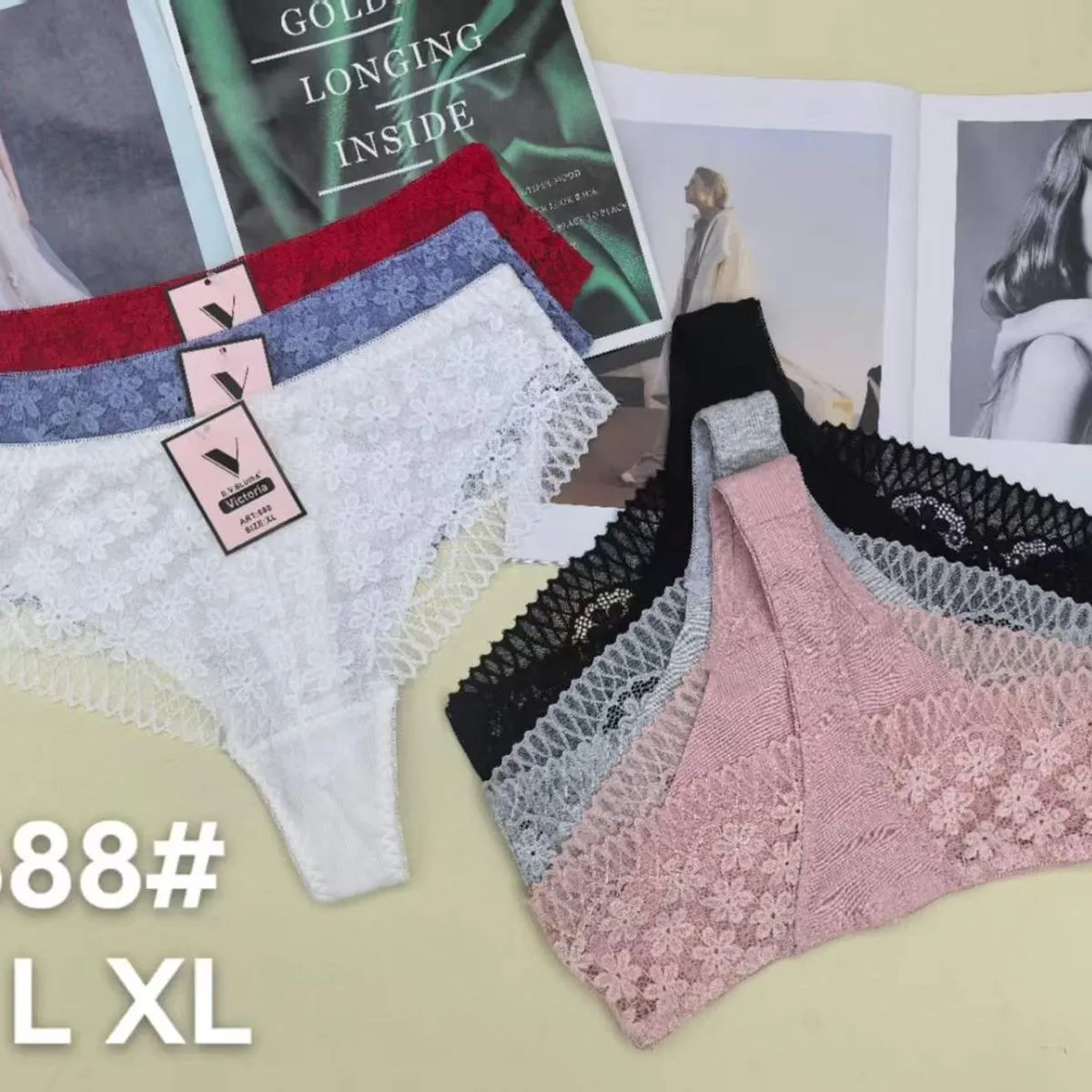 Majtki damskie koronkowe XL zestaw 5 szt. kolory mix