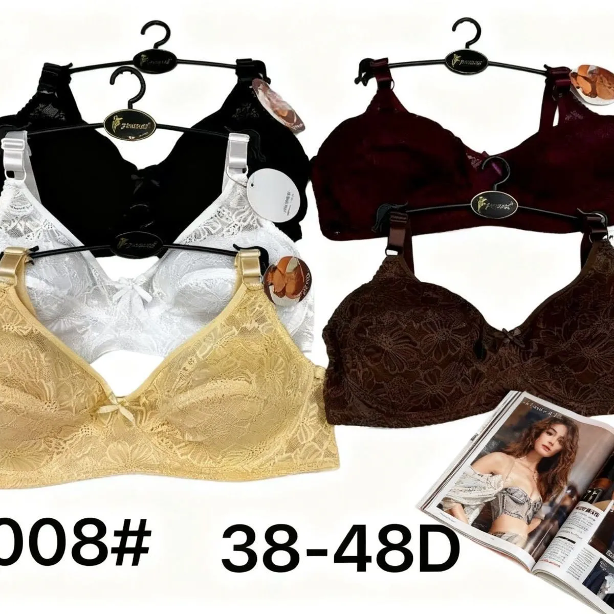 Biustonosz damski 38-48D model 108# czarny/biały/beżowy/bordowy
