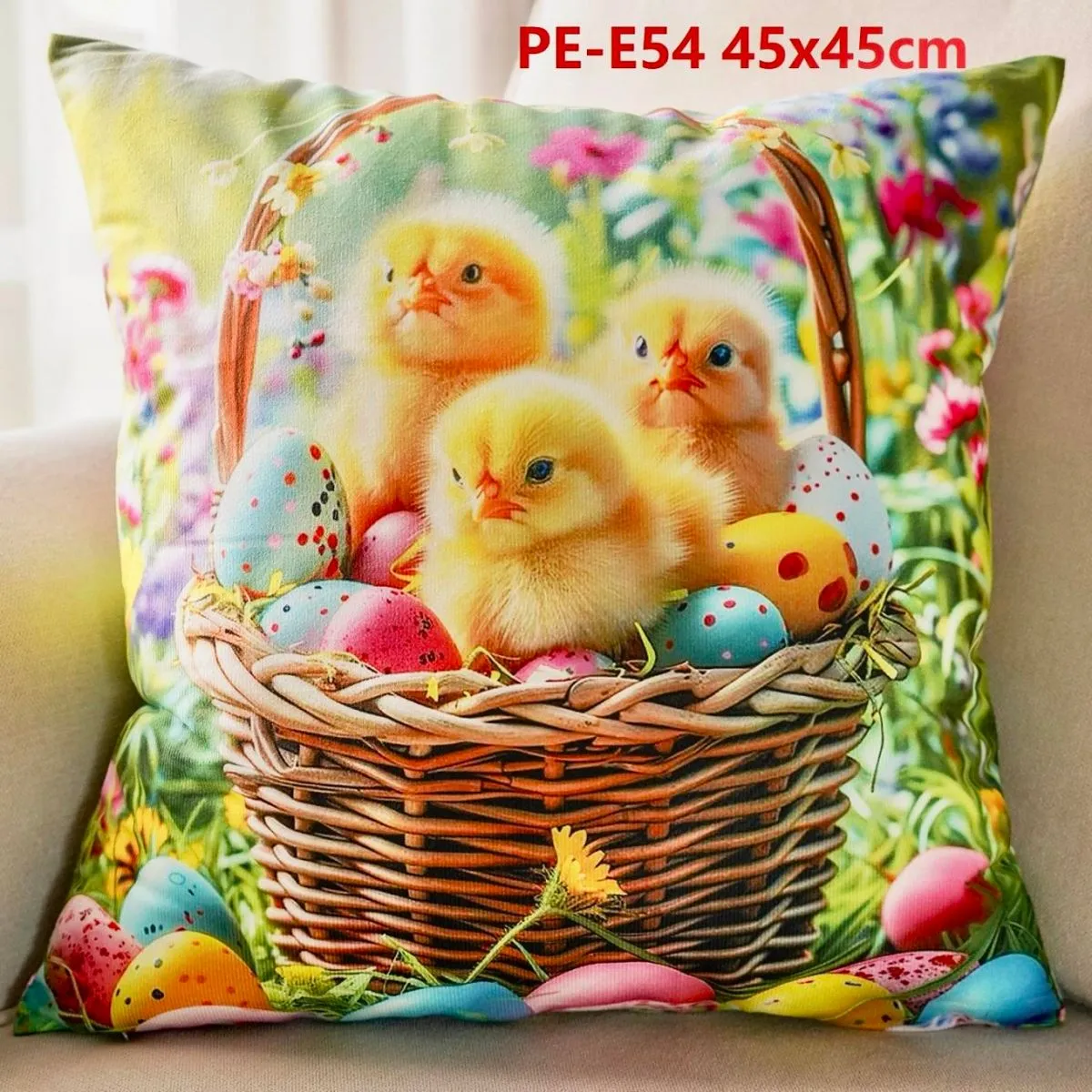 Poszewki 45x45 cm Wielkanoc PE-E54 pisklęta w koszyku