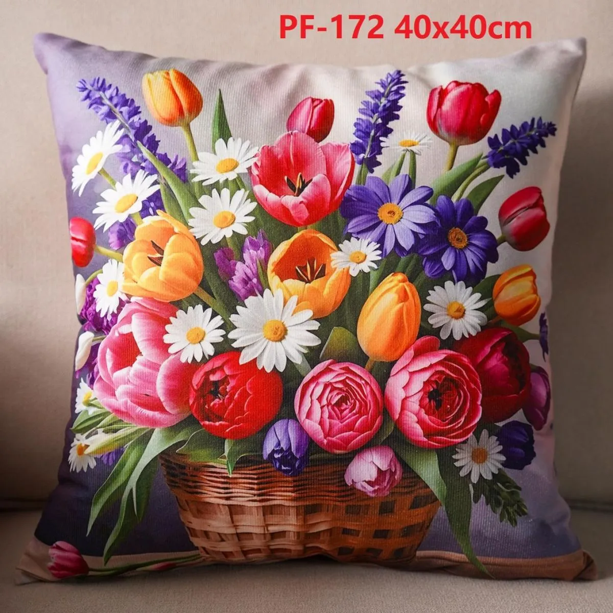 Poszewki 40x40 PF-172 Wielkanoc kwiaty w koszu