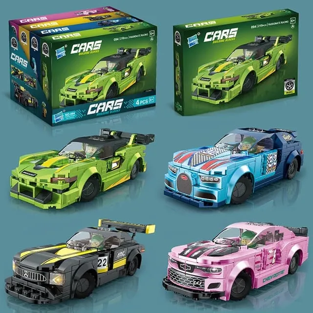 Zestaw klocków Cars 4 szt. modele samochodów wyścigowych