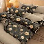Komplet Pościel Milano 5D 4CZ 200/220 czarno-beżowy z motywem dmuchawca