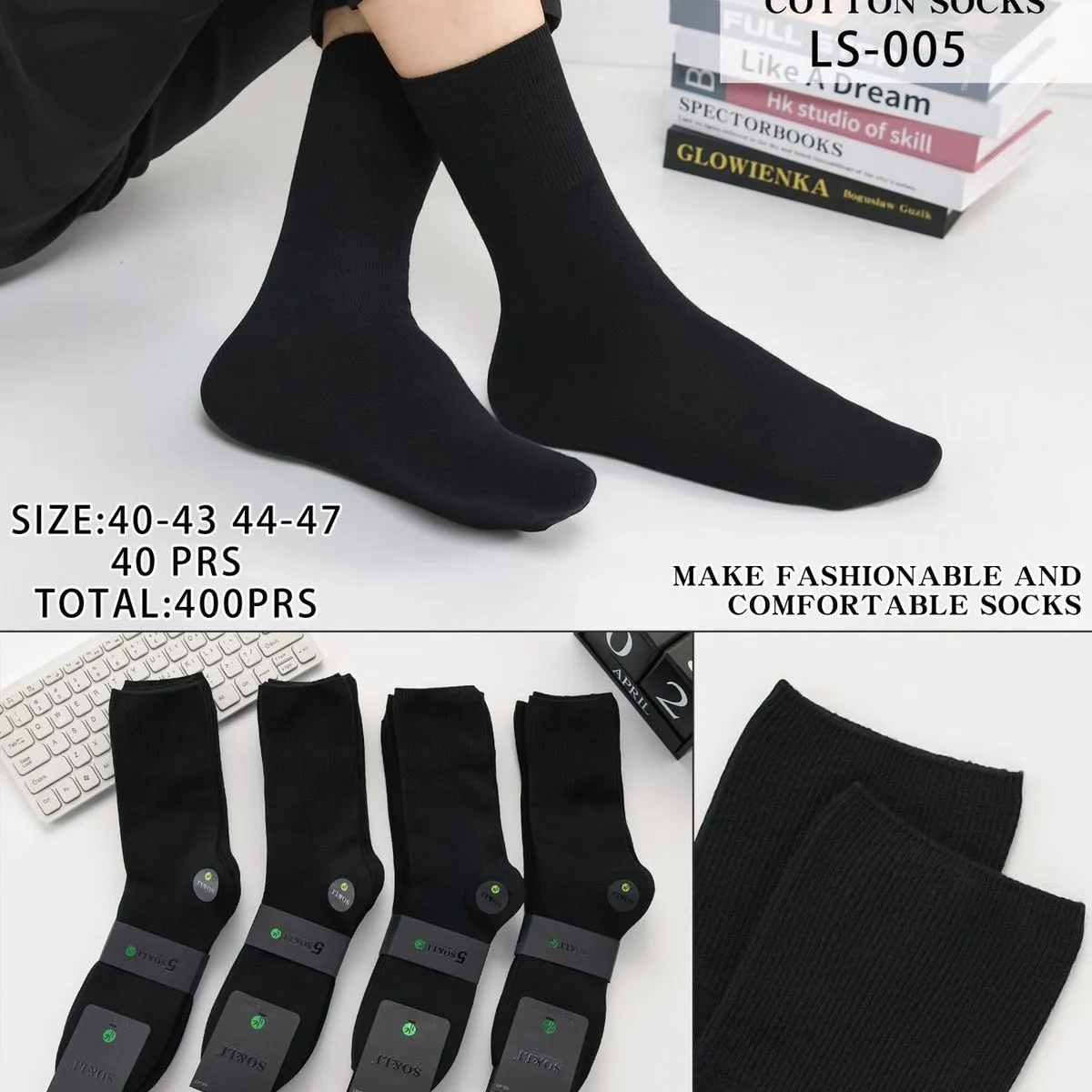 Skarpetki męskie czarne SOL&L LS-005 rozmiar