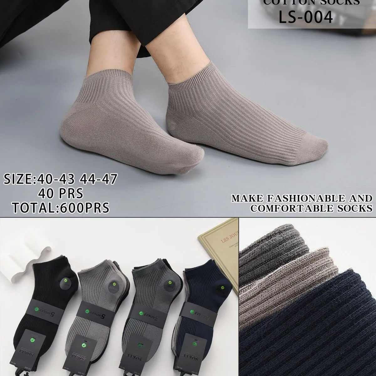 Skarpetki męskie SOL&L COTTON LS-004 szare