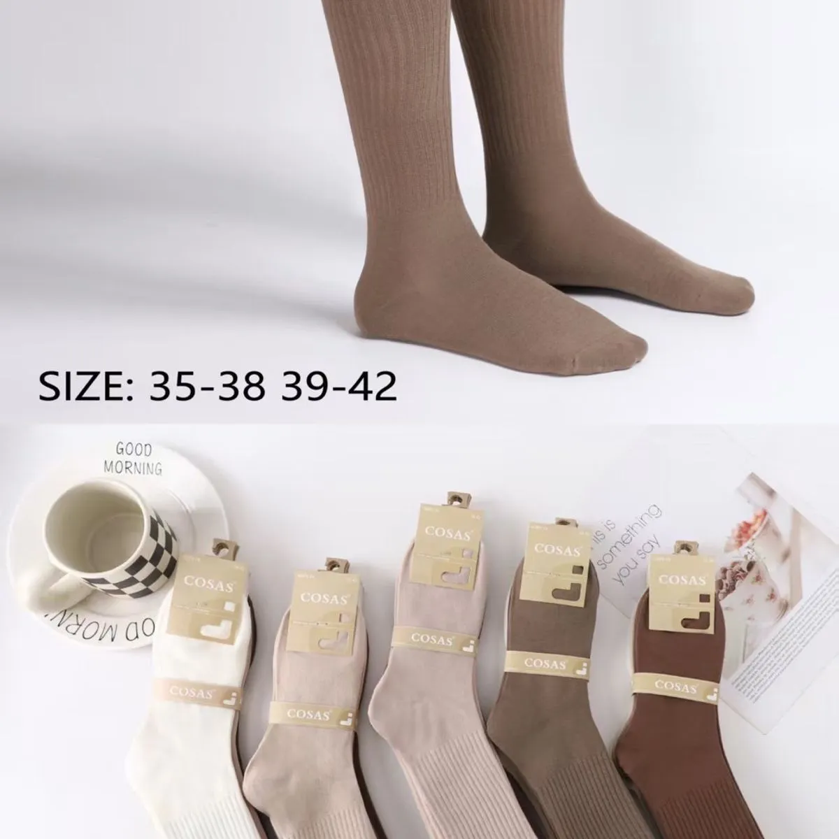 Skarpetki damskie COSASAS brązowe/beżowe roz. 35-38/39-42