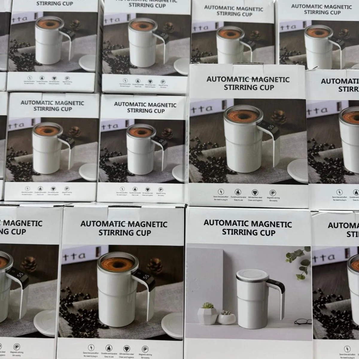 Kubek termiczny automatyczne mieszanie magnetyczne biały