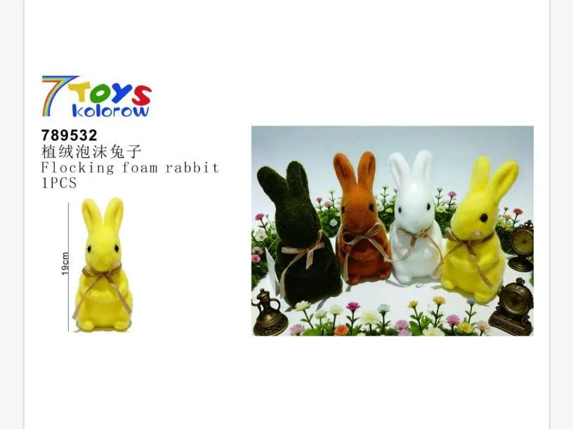 Ozdoby Wielkanocne Flocking Foam Rabbit 10cm 6 szt