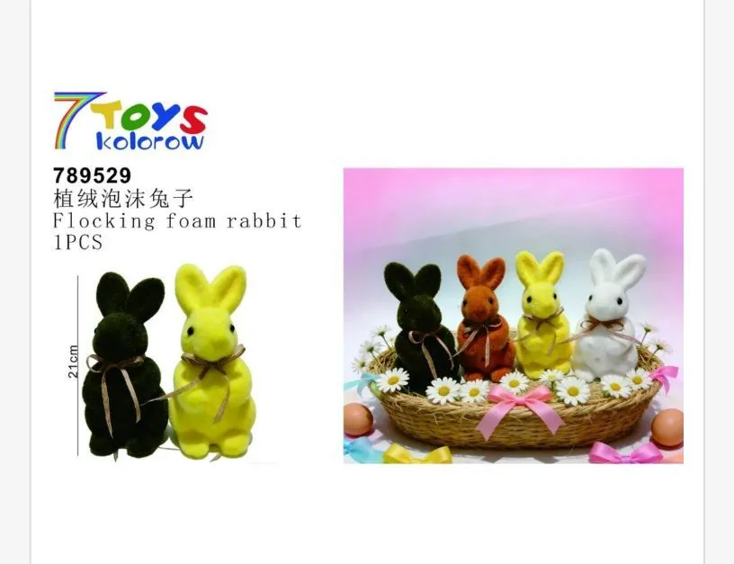 Ozdoby Wielkanocne 7 Kolorów Flocking Foam Rabbit 789529