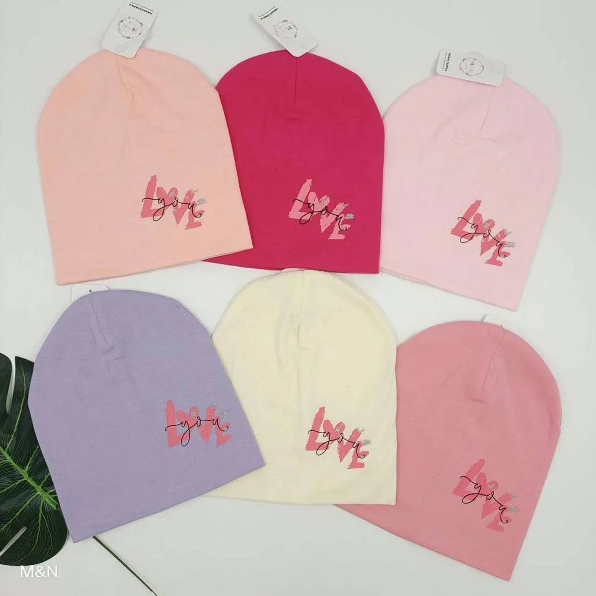 Czapki dla dzieci beanie z napisem LOVE YOU GIRL, 6 szt