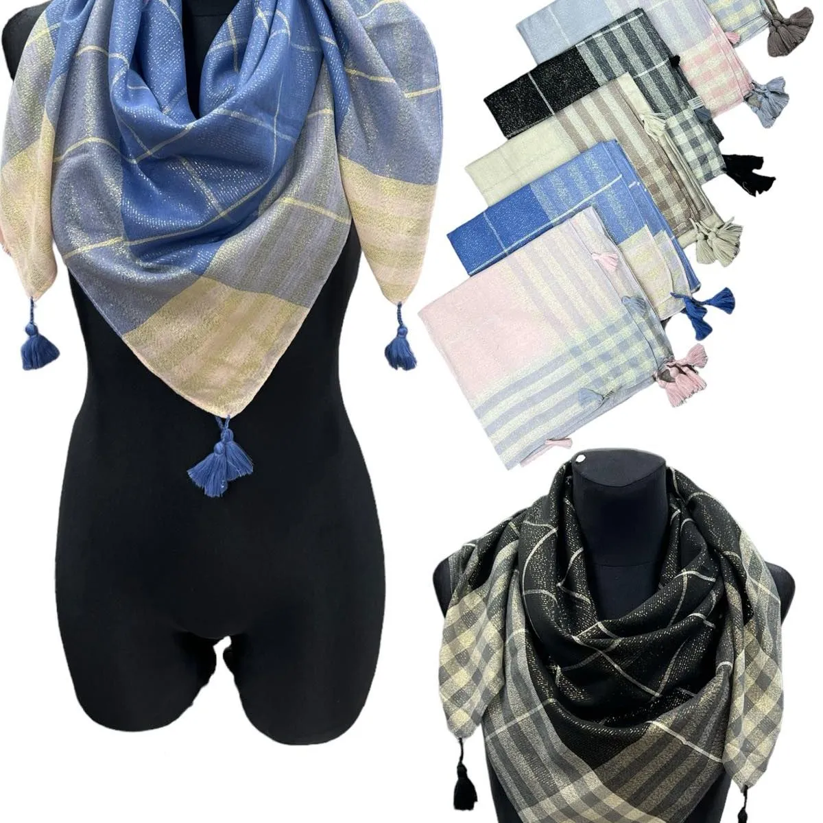 Szaliki damskie w kratę bawełna/viscose CH.8801