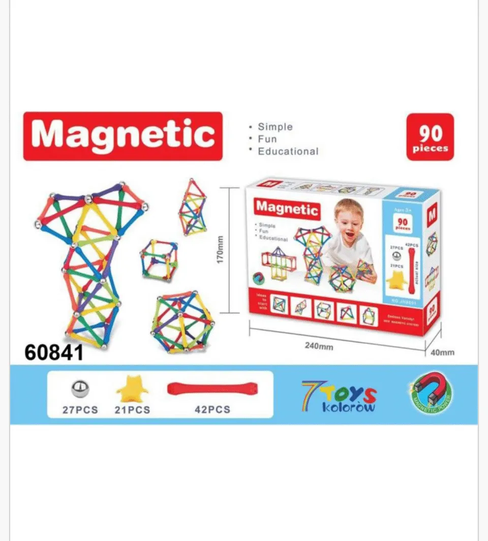 Magnetic Klocki Magnetyczne 90PCS - Zestaw Edukacyjny Patyczki i Kulki