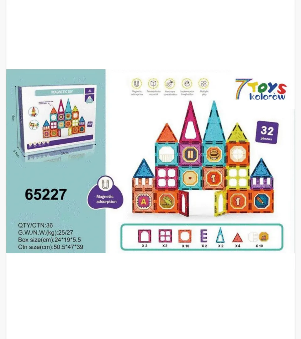 Klocki Magnetyczne Magnetic DIY 32PCS 7TOYS 24x19cm