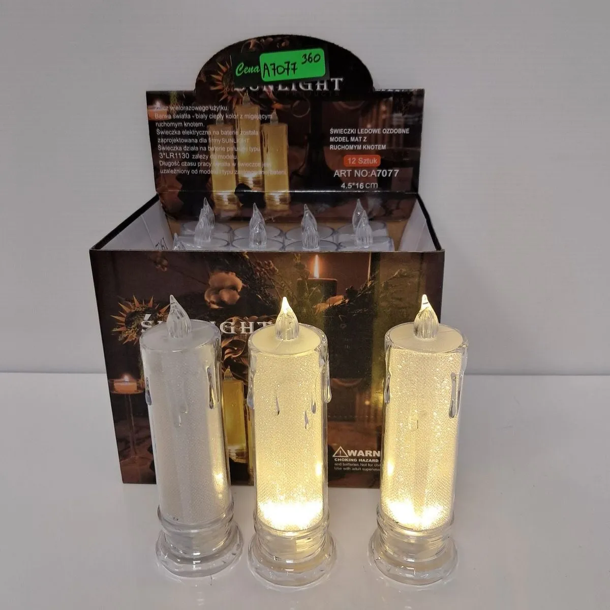 Świeca LED 4,5x16cm Sunlight ruchomy knot - 24 szt.
