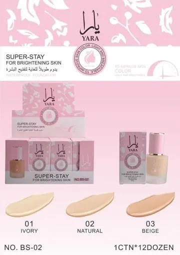 Podkład YARA Super-Stay Brightening Wodoodporny 12 szt.