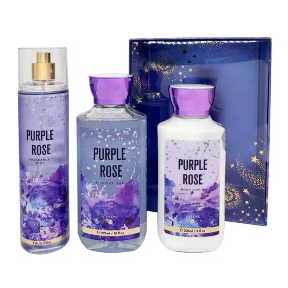 Zestaw V.V. LOVE Purple Rose: Balsam 236ml, Żel 236ml, Mgiełka 236ml