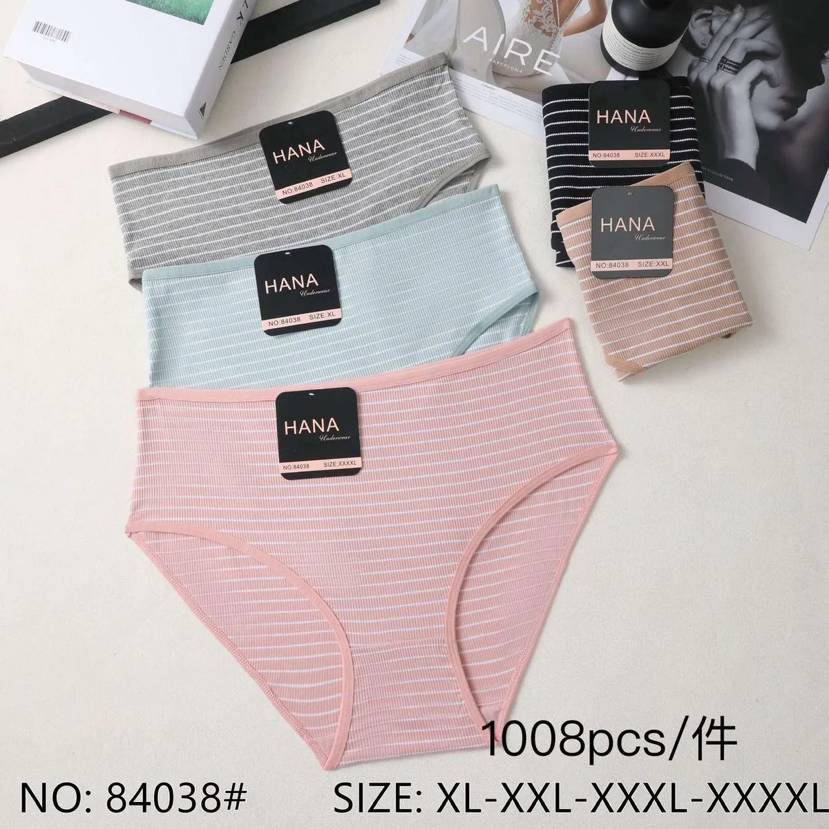 Majtki damskie HANA prążkowane XL-XXXXXL 5 kolorów