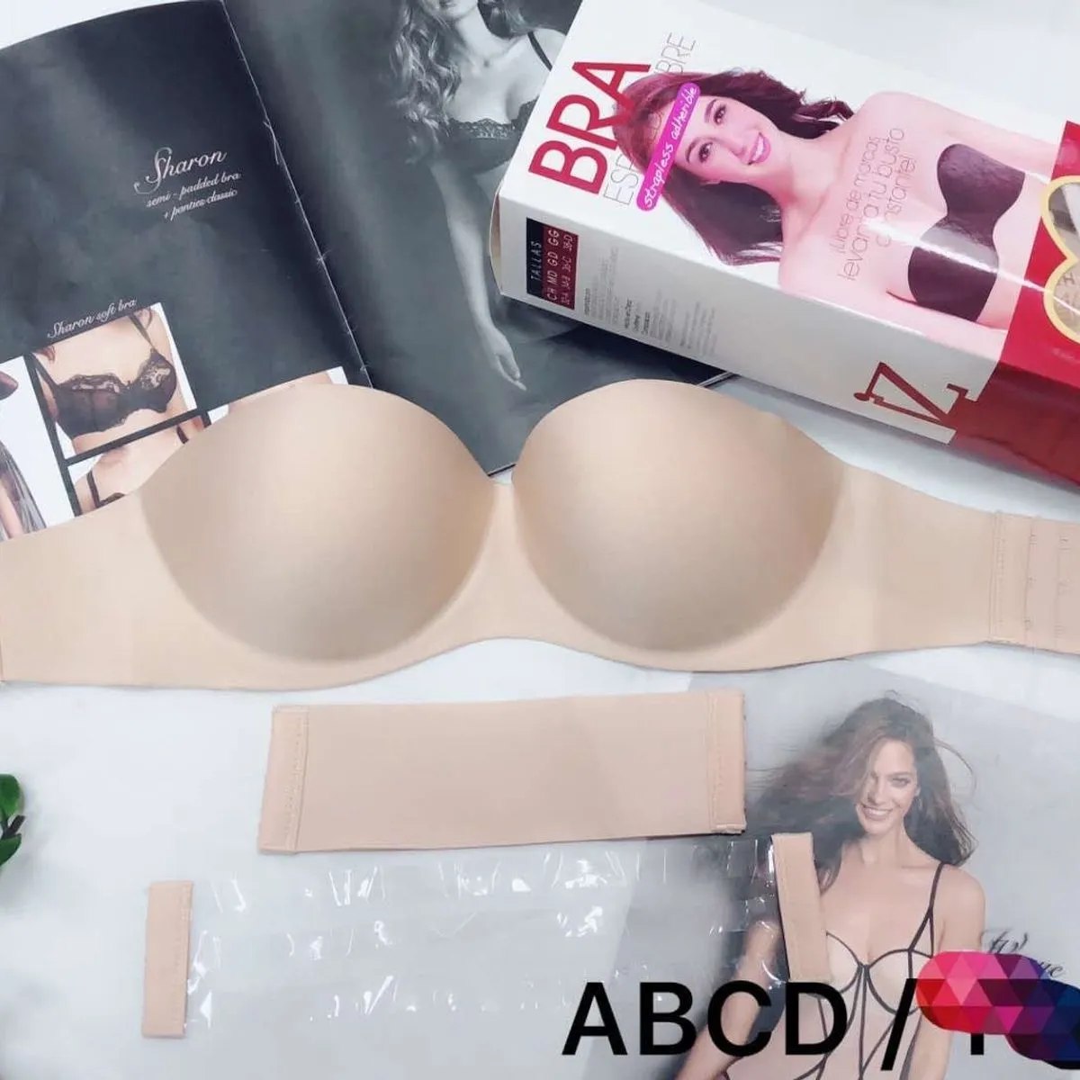 Biustonosz damski bezszwowy beżowy push-up