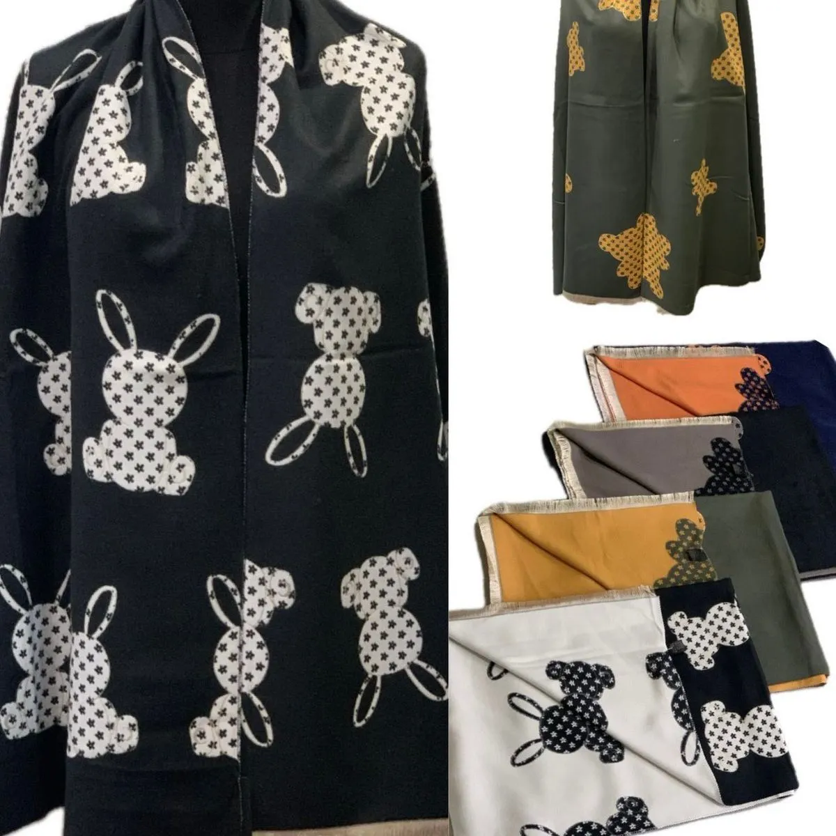 Szaliki damskie z motywem królika 100% cotton 555.6x12 szt
