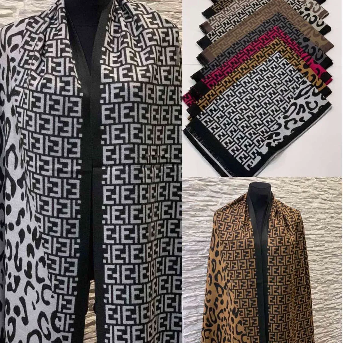 Szaliki damskie wzorzyste viscose cotton 12 szt/opak.