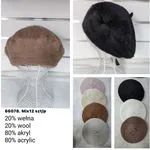 Czapki damskie berety 60% wełna 40% akryl Mix 12 szt