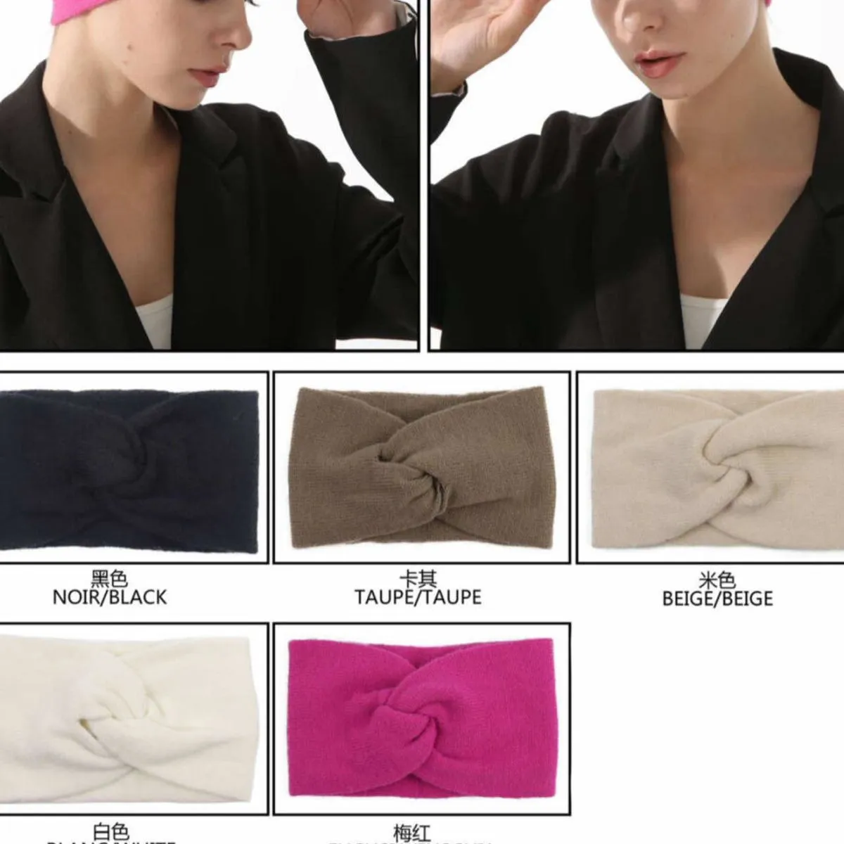 Opaski damskie na włosy turban 100% akryl różne kolory