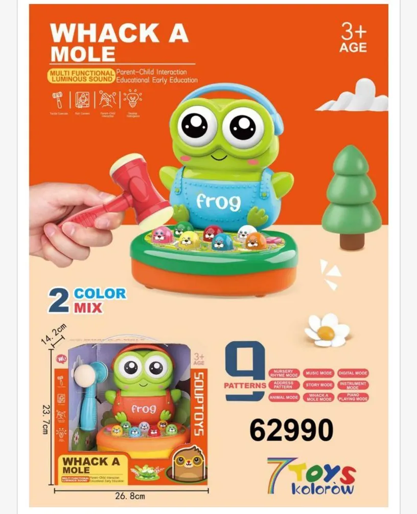Zabawka Whack A Mole Frog Multi Funkcjonalna 3+ 2 Kolory