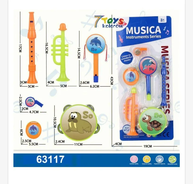 Zestaw zabawek muzycznych kolorowych 7TOYS 63117