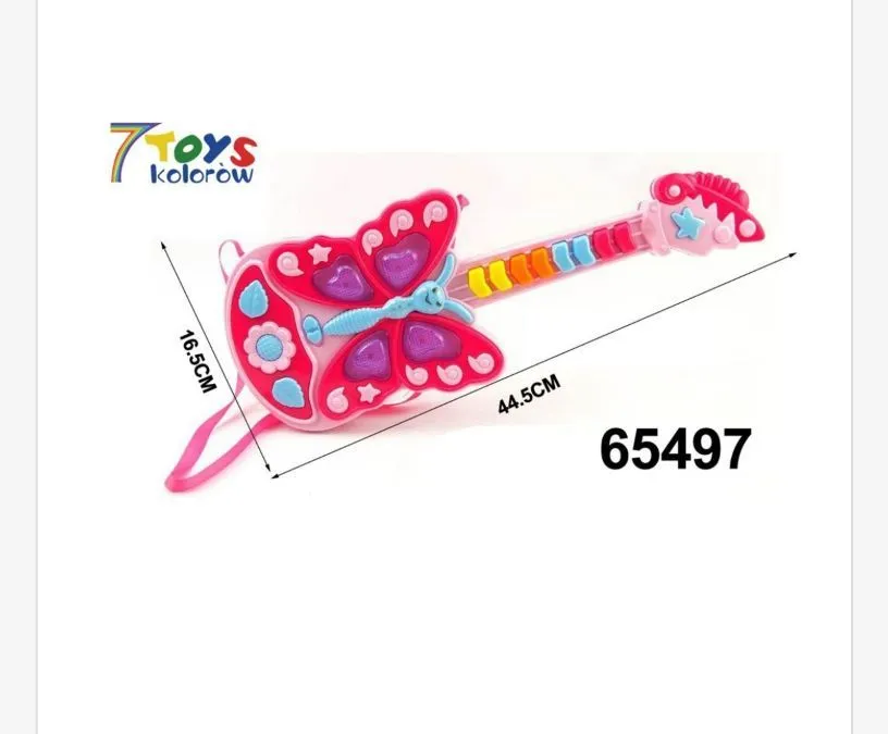 Mini gitara zabawka motylek 44,5 cm 7toys Kolorow