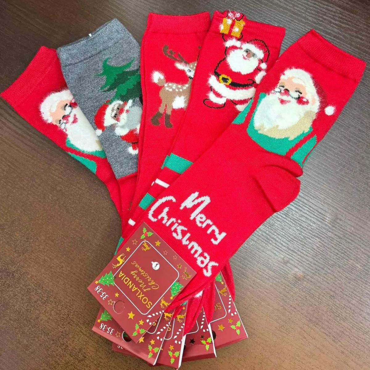 Skarpetki damskie świąteczne wzory Merry Christmas