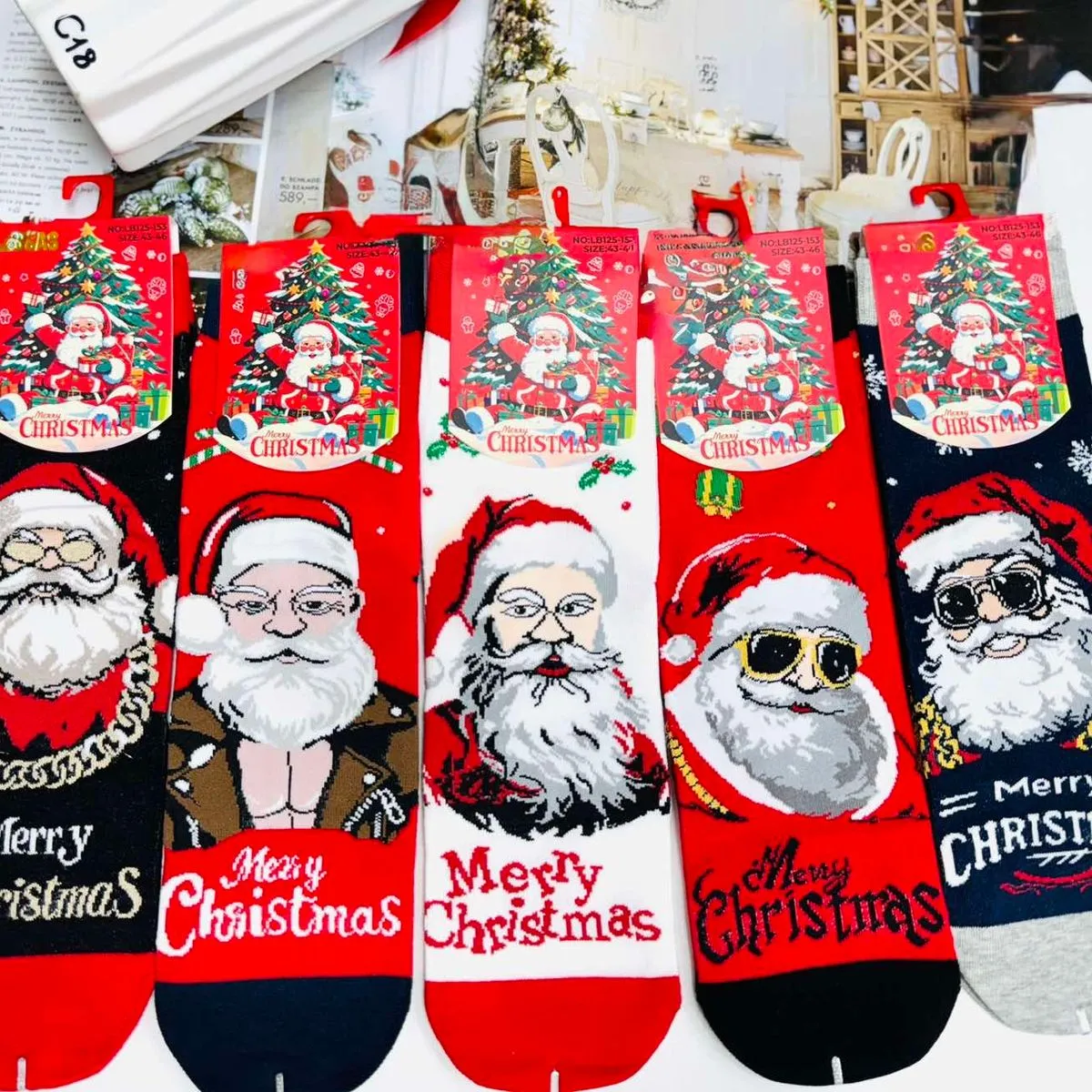 Skarpetki męskie świąteczne z motywem Santa Claus 40 szt