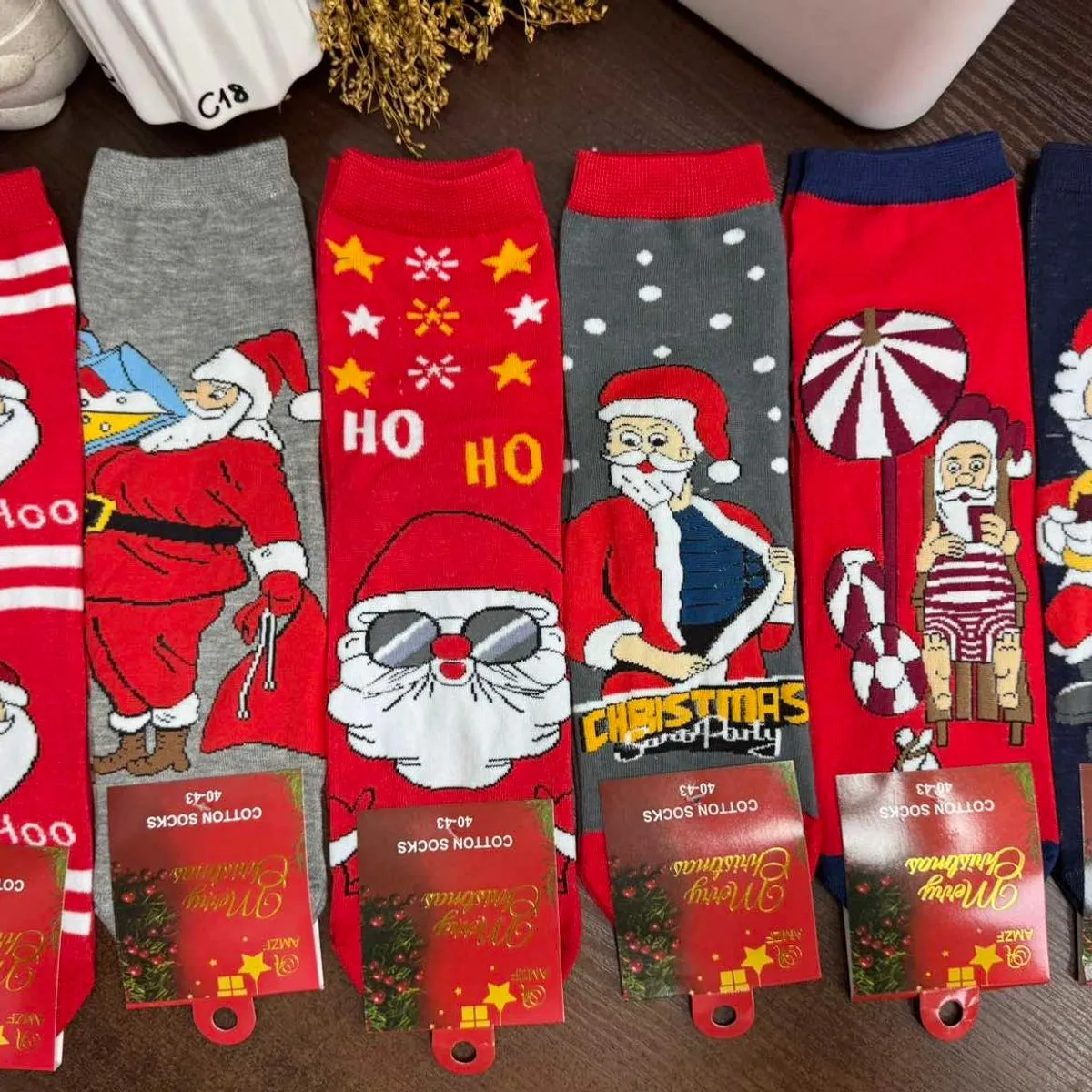 Skarpetki męskie świąteczne z motywem Santa Claus 48 szt