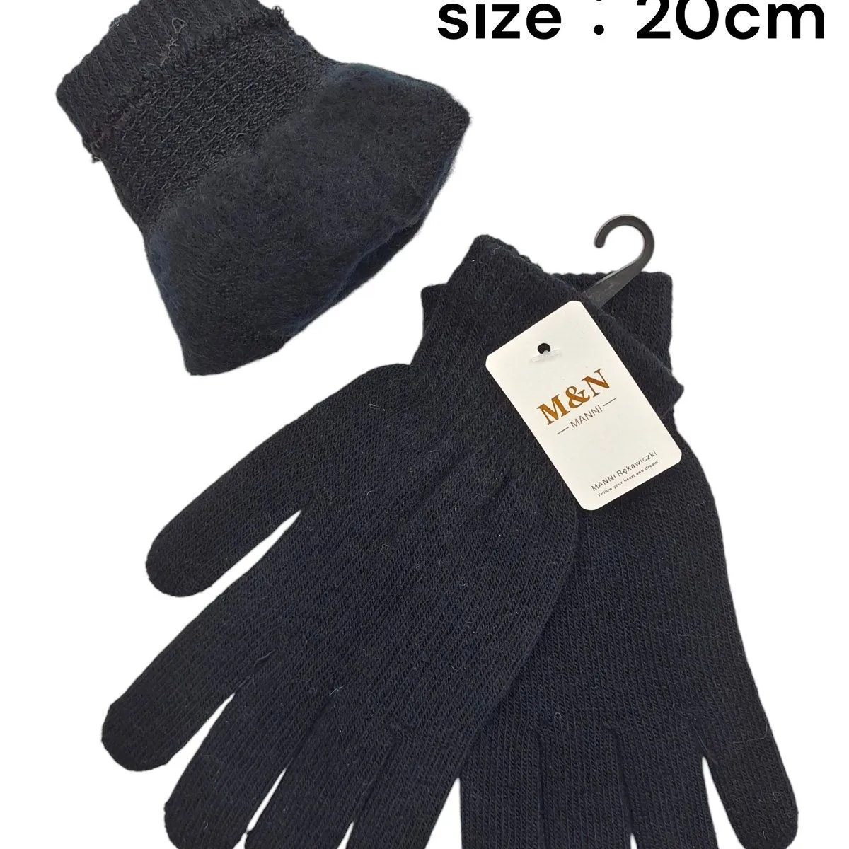 Rękawiczki damskie czarne M&N rozmiar 20cm